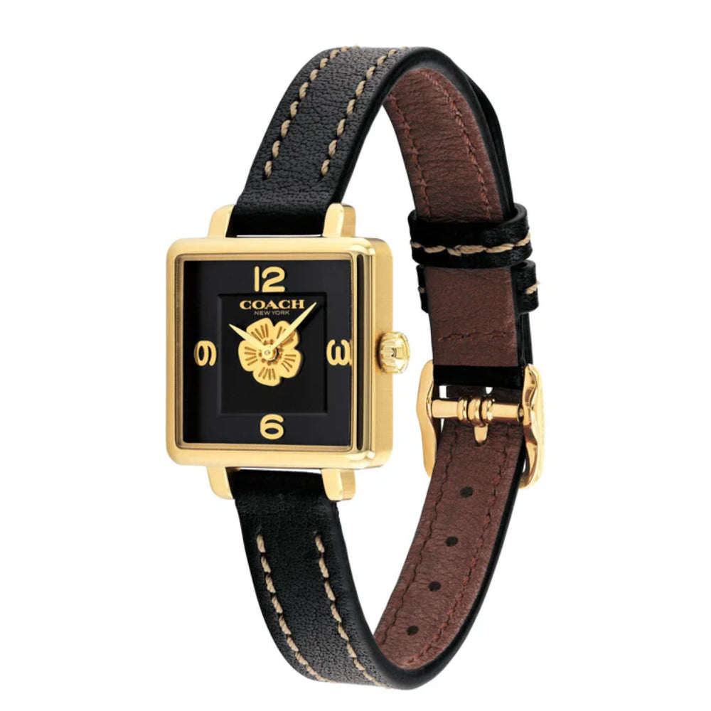 ساعة كوتش النسائية بحركة كوارتز ولون مينا أسود - COH-0024