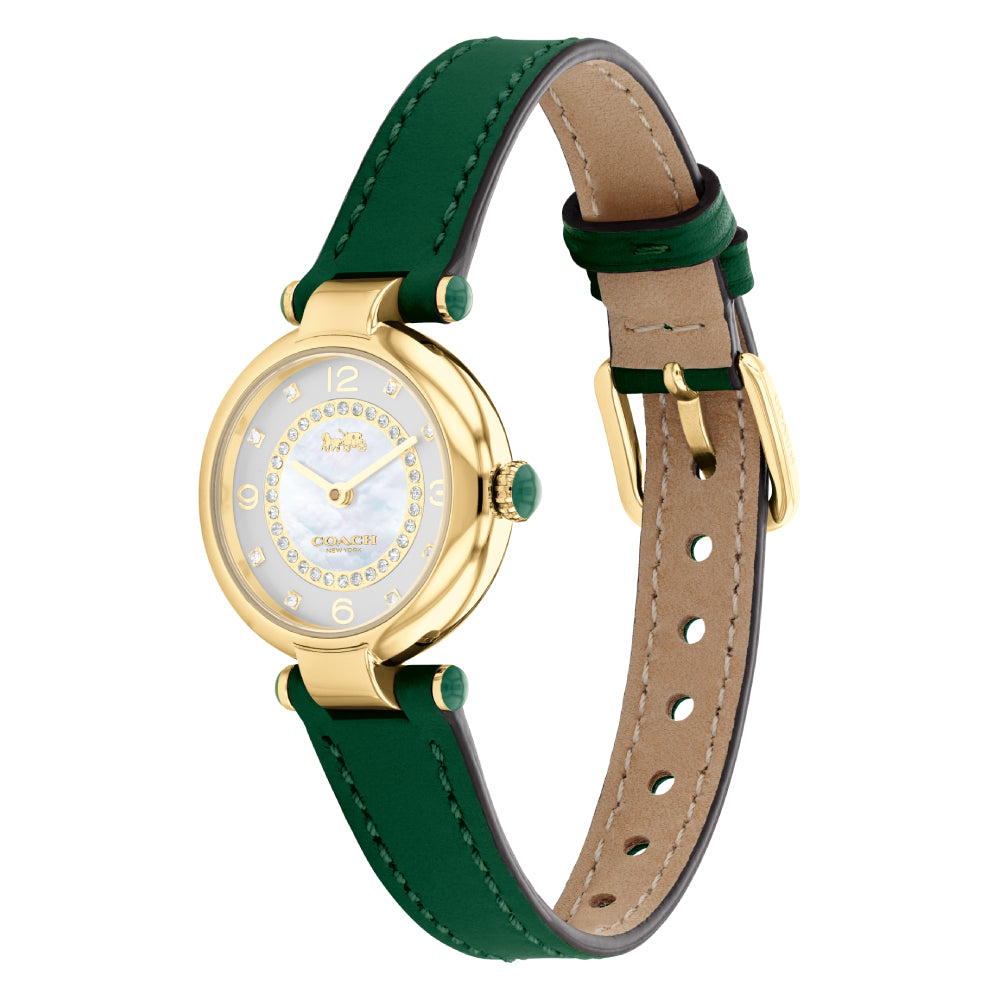 ساعة كوتش النسائية بحركة كوارتز ولون مينا فضي لؤلؤي - COH-0036