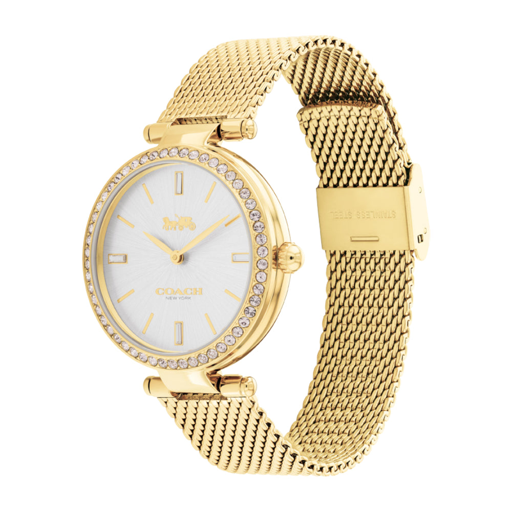 ساعة كوتش النسائية بحركة كوارتز ولون مينا فضي - COH-0014