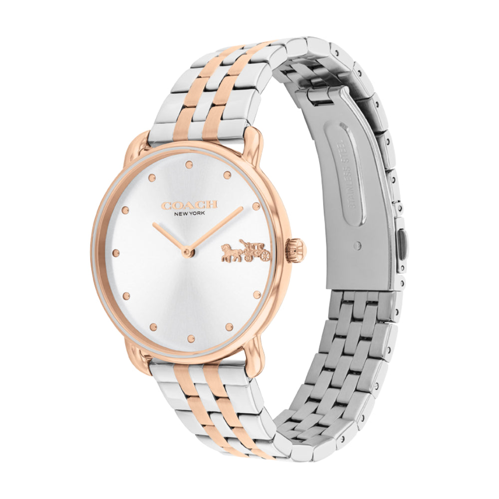 ساعة كوتش النسائية بحركة كوارتز ولون مينا فضي - COH-0030