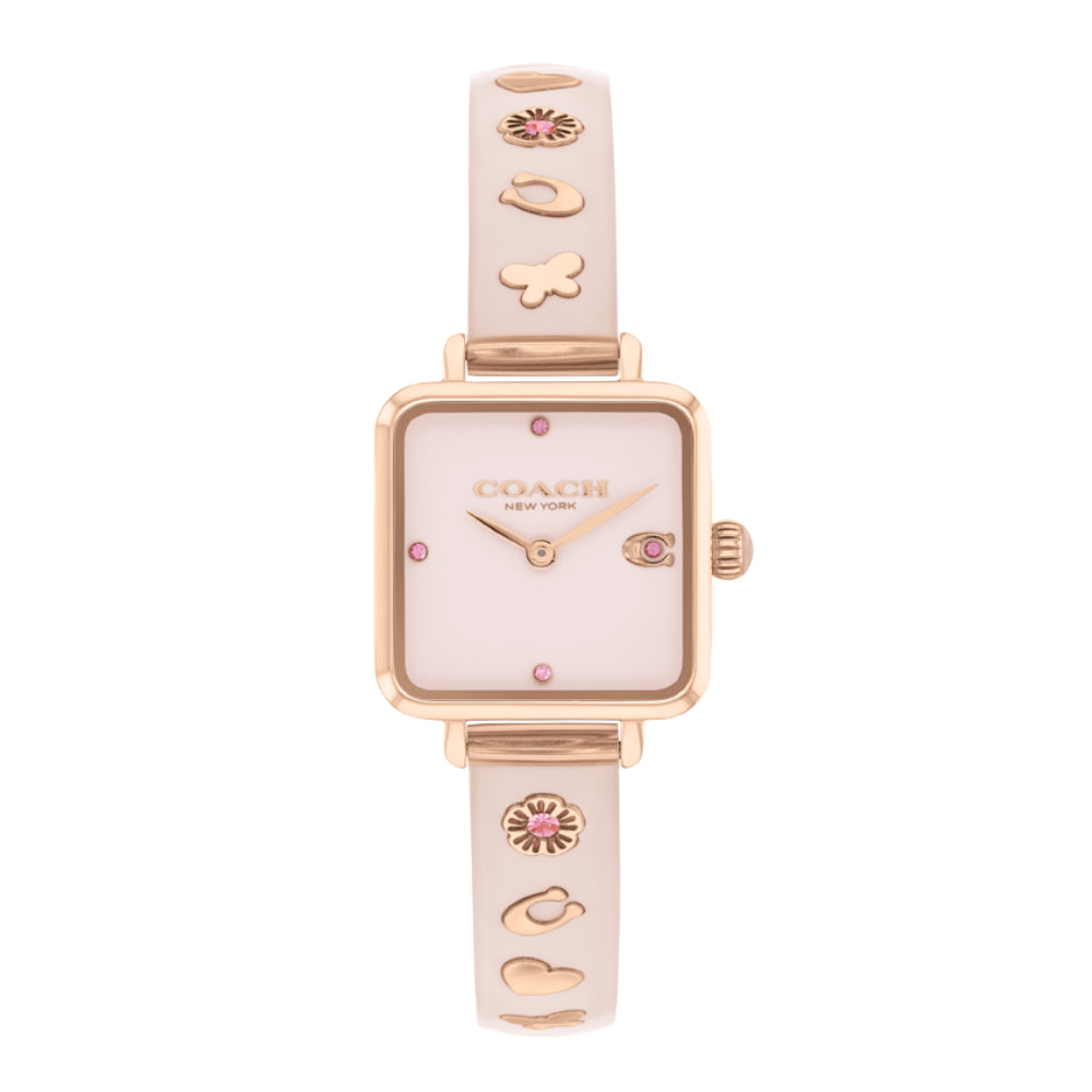 ساعة كوتش النسائية بحركة كوارتز ولون مينا وردي - COH-0045