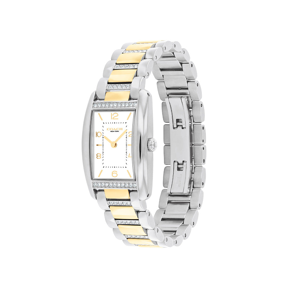 ساعة كوتش النسائية ريس مينا أبيض كريستال COH-0068