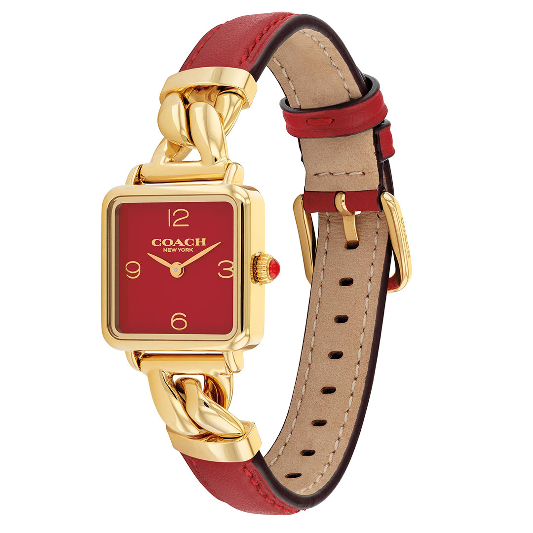 كوتش ساعة نسائية بحركة كوارتز بميناء أحمر COH-0149