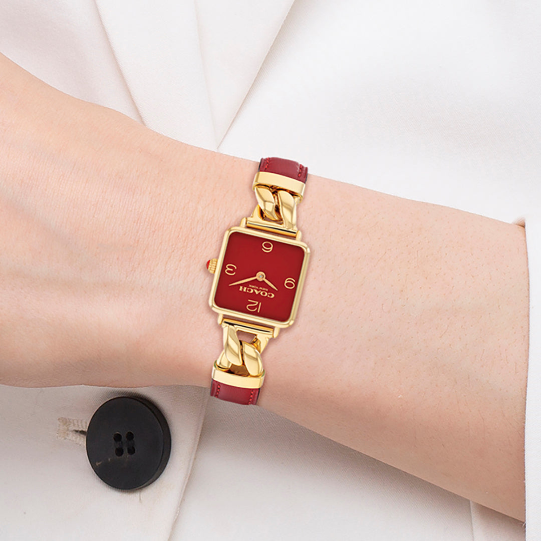 كوتش ساعة نسائية بحركة كوارتز بميناء أحمر COH-0149