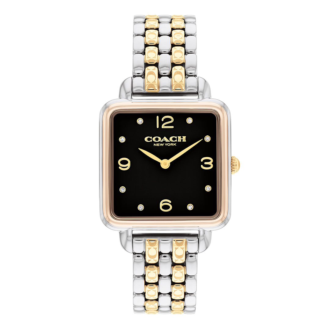 كوتش ساعة نسائية بحركة كوارتز بميناء أسود COH-0148