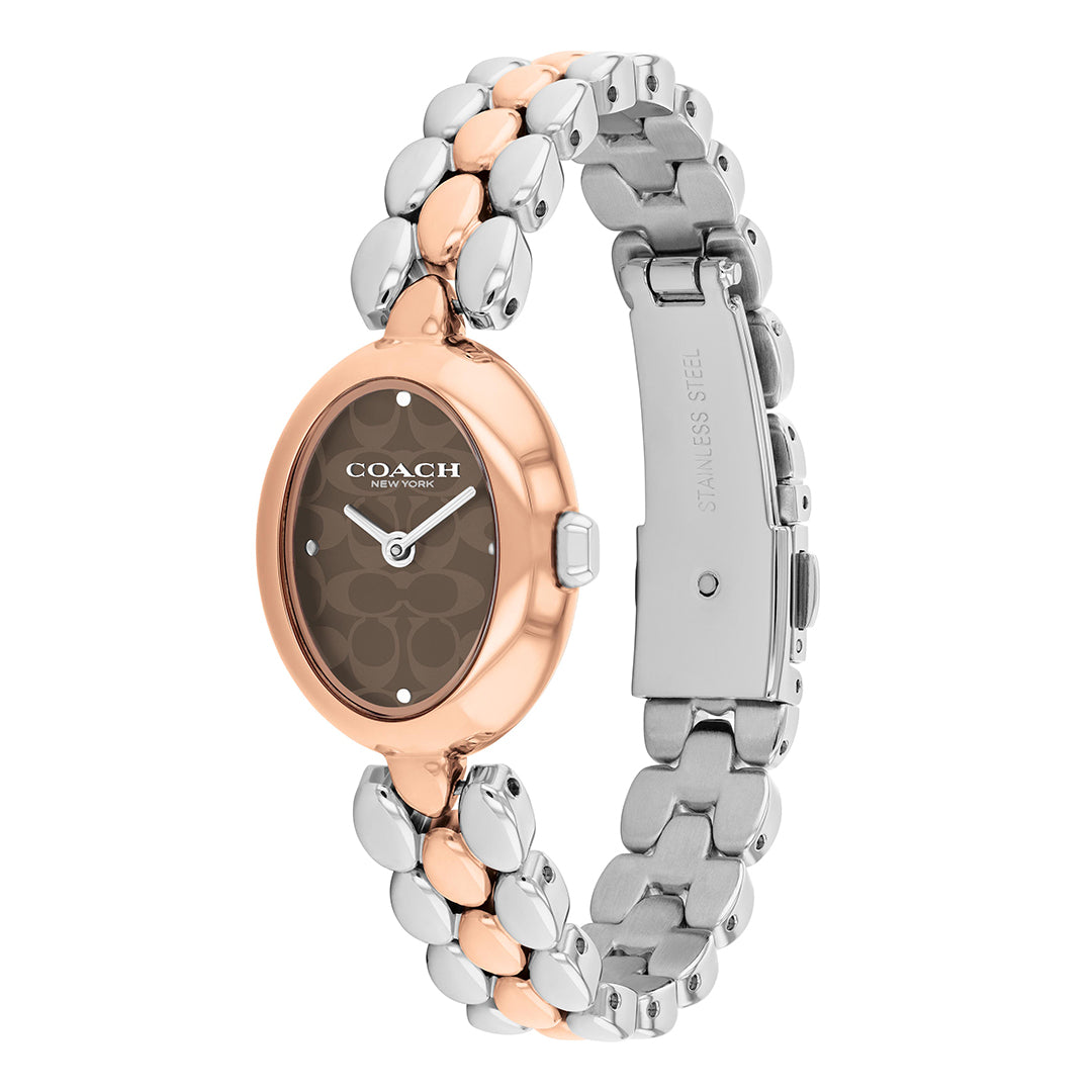 كوتش ساعة نسائية بحركة كوارتز بميناء بني COH-0156