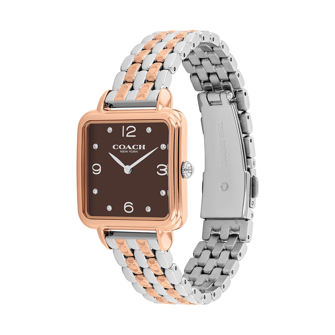 كوتش ساعة نسائية بحركة كوارتز بميناء بني COH-0150