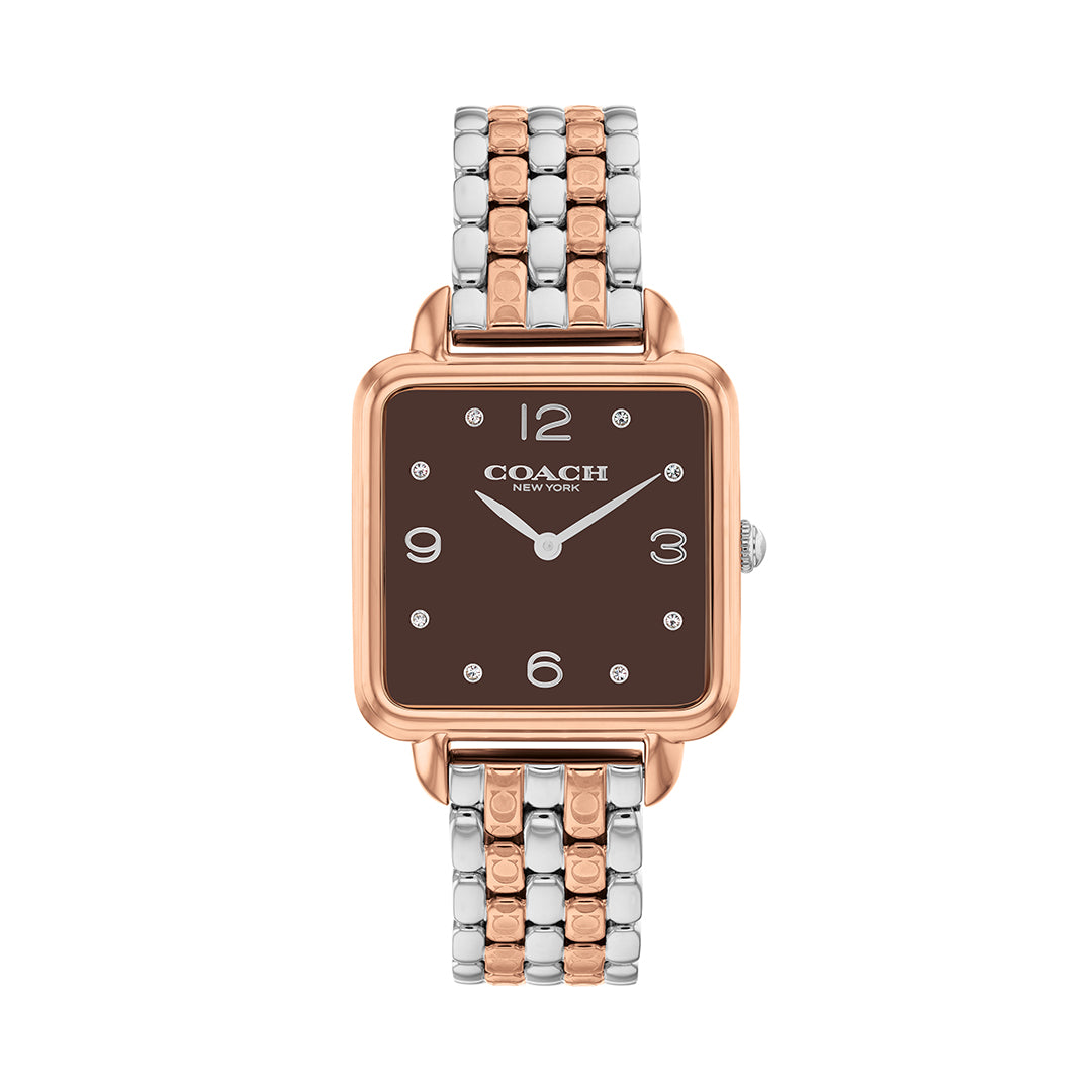كوتش ساعة نسائية بحركة كوارتز بميناء بني COH-0150