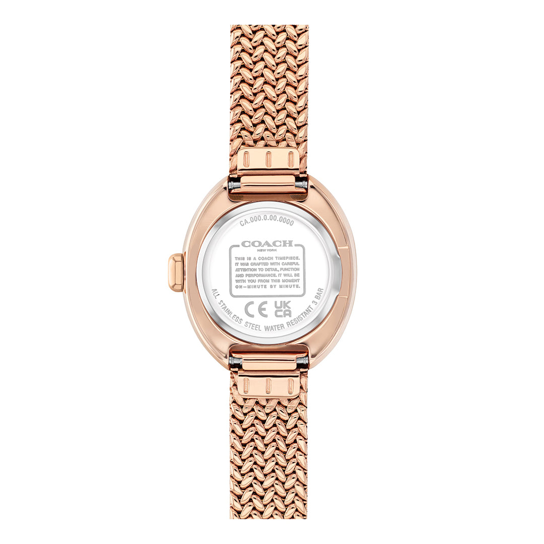 كوتش ساعة نسائية بحركة كوارتز بميناء ذهبي وردي COH-0160