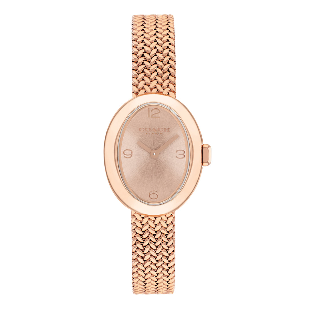 كوتش ساعة نسائية بحركة كوارتز بميناء ذهبي وردي COH-0160