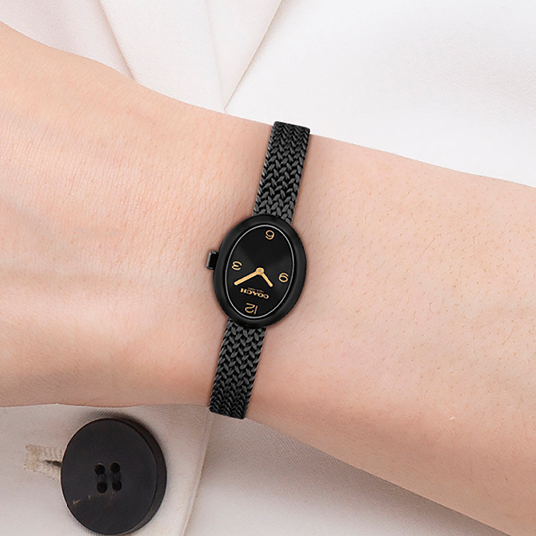 كوتش ساعة نسائية بحركة كوارتز بميناء أسود COH-0161