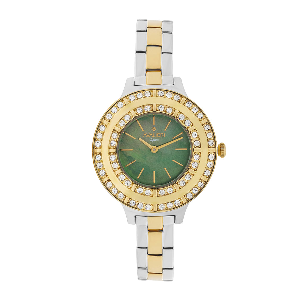 Avaleri Women's Quartz Watch with Green Pearl Dial - AV-2640B+BR