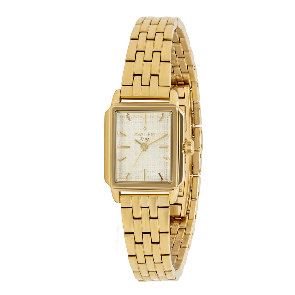 ساعة أفاليري النسائية بحركة كوارتز ولون مينا شامبانيا - AV-2665B