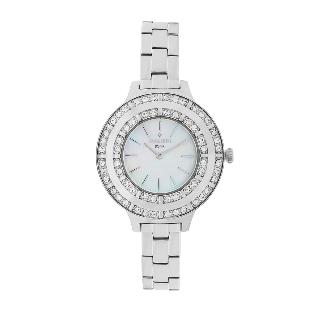 Avaleri Women's Quartz Watch with White Pearl Dial - AV-2639B+BR