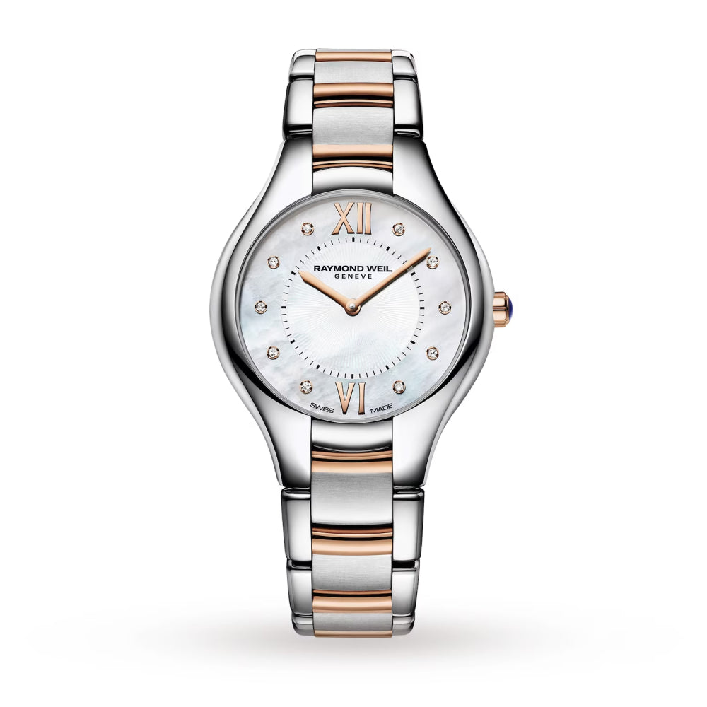 ساعة ريموند ويل النسائية بحركة كوارتز ولون مينا أبيض - RW-0262(DMND/10)