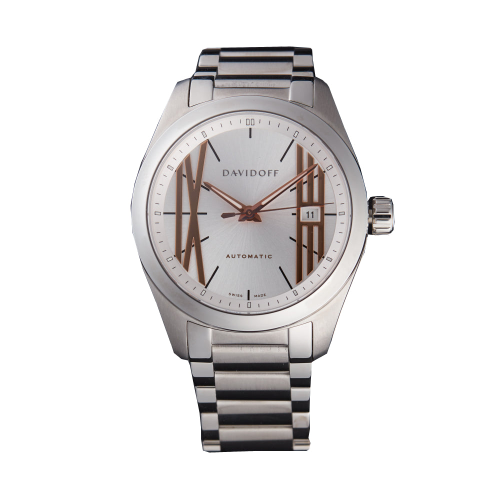 Men's watch, automatic movement, silver dial DF-21135