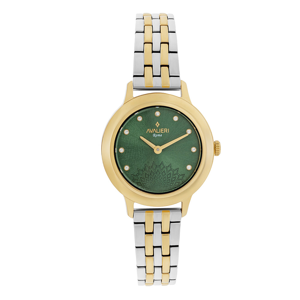 Avaleri Women's Quartz Watch with Shiny Green Dial - AV-2643B+BR