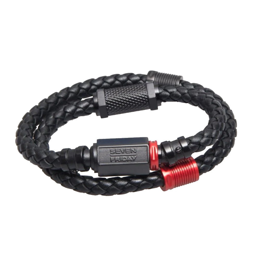 إسوارة باللون الأسود وأحمر للرجال من سيفين فرايداي - SFBR-0008/SFBR-0007