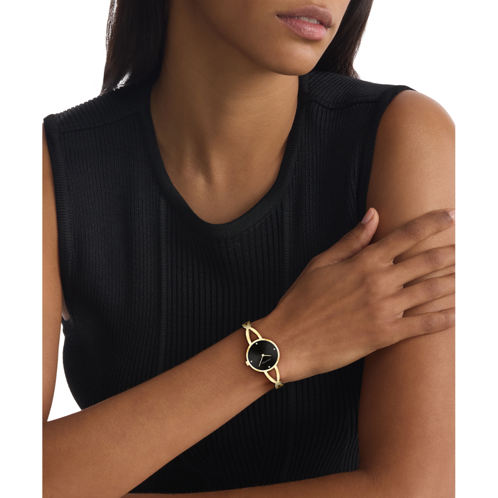 كالفن كلاين النسائية بحركة كوارتز أسود ميناء CK-0122