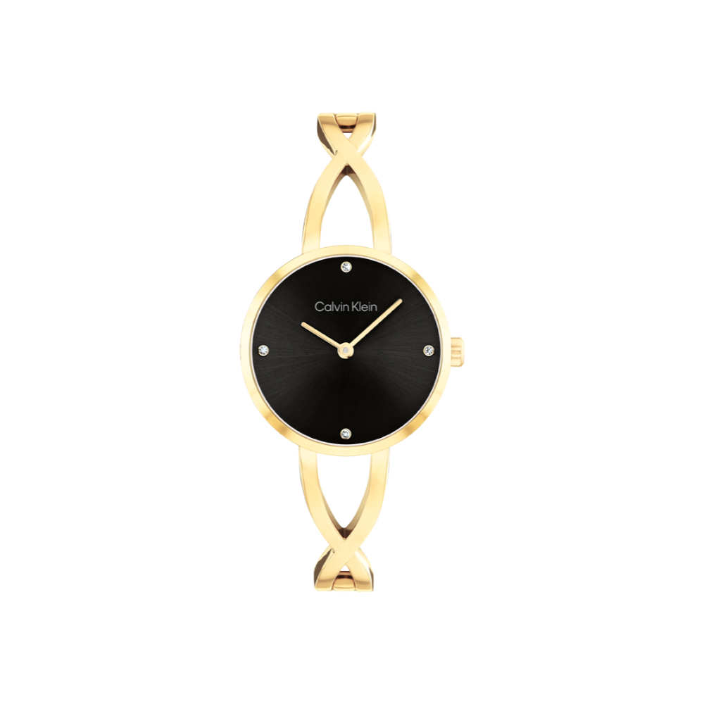 كالفن كلاين النسائية بحركة كوارتز أسود ميناء CK-0122