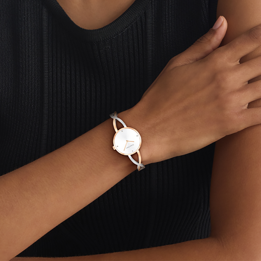 كالفن كلاين النسائية بحركة كوارتز فضي ميناء CK-0123