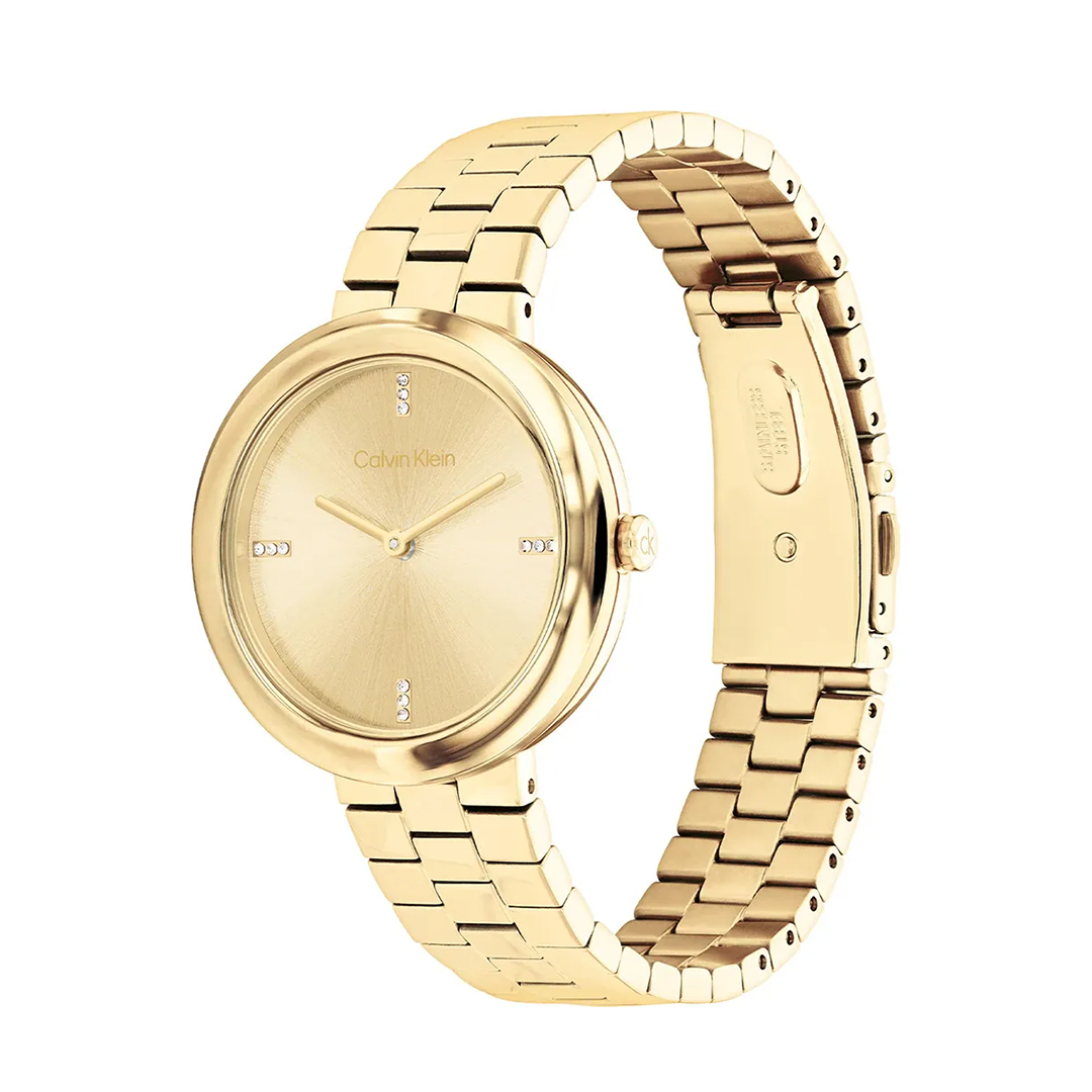 كالفن كلاين النسائية بحركة كوارتز ذهبي ميناء CK-0126