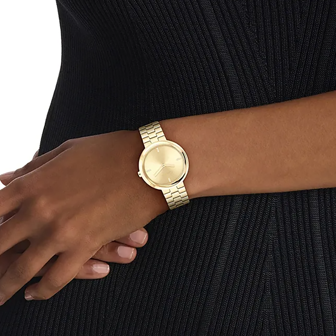 كالفن كلاين النسائية بحركة كوارتز ذهبي ميناء CK-0126