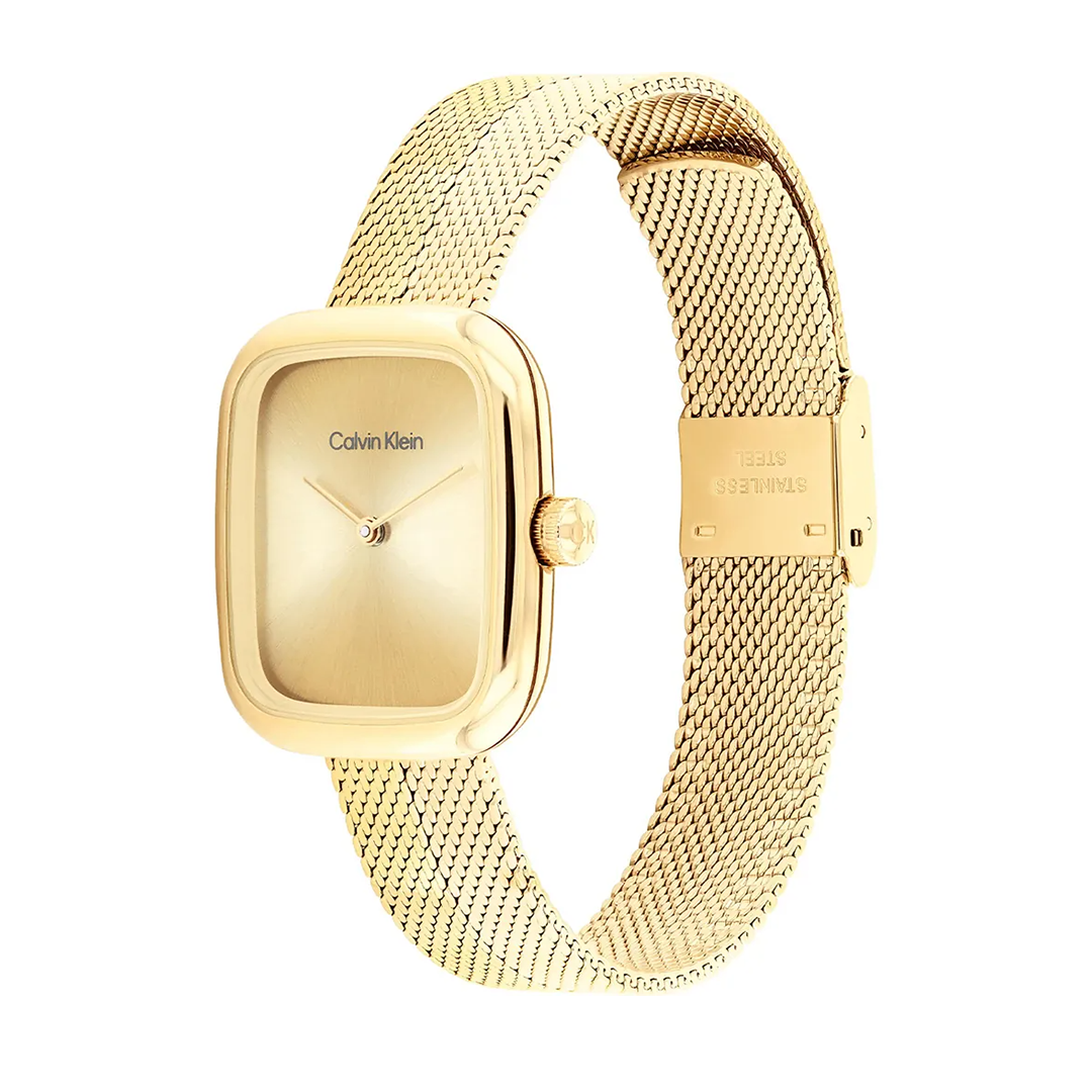 كالفن كلاين النسائية بحركة كوارتز ذهبي ميناء CK-0131