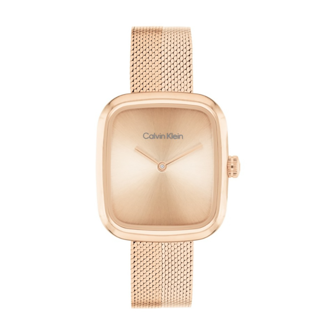 كالفن كلاين النسائية بحركة كوارتز ذهبي وردي ميناء CK-0133