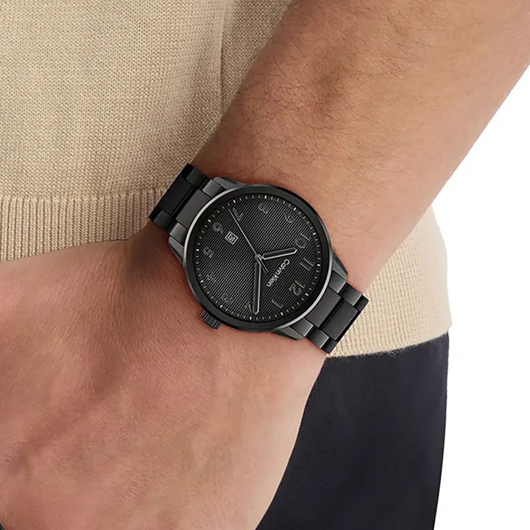 كالفن كلاين الرجالية بحركة كوارتز أسود ميناء CK-0140