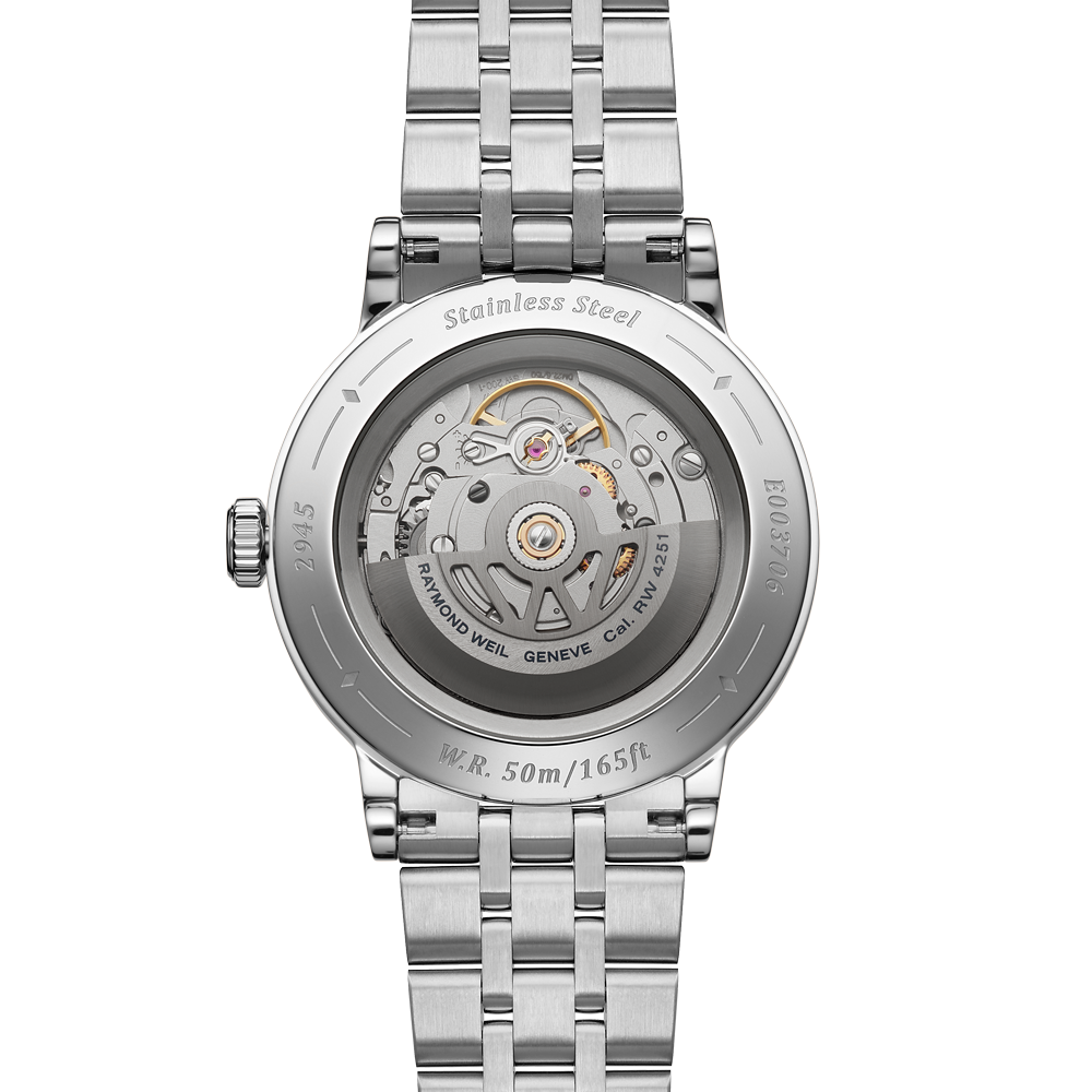 ريموند ويل Millesime Moon Phase ساعة رجالية أوتوماتيكية بمينا باللون الفضي- RW-0351