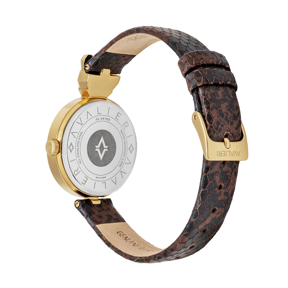 Avaleri Women's Quartz Watch with Brown Engraved Dial - AV-2679B