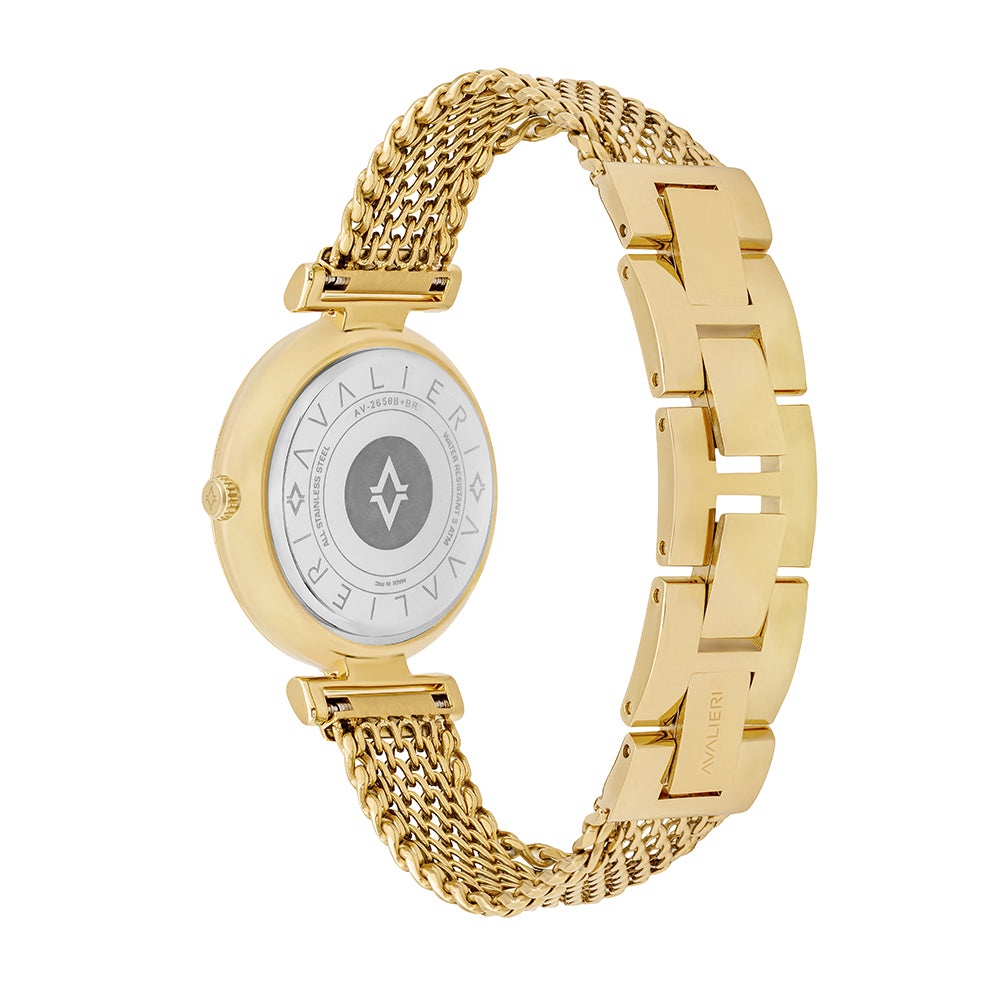 Avaleri Women's Quartz Watch with Silver-White Sandblasted Dial - AV-2658B+BR