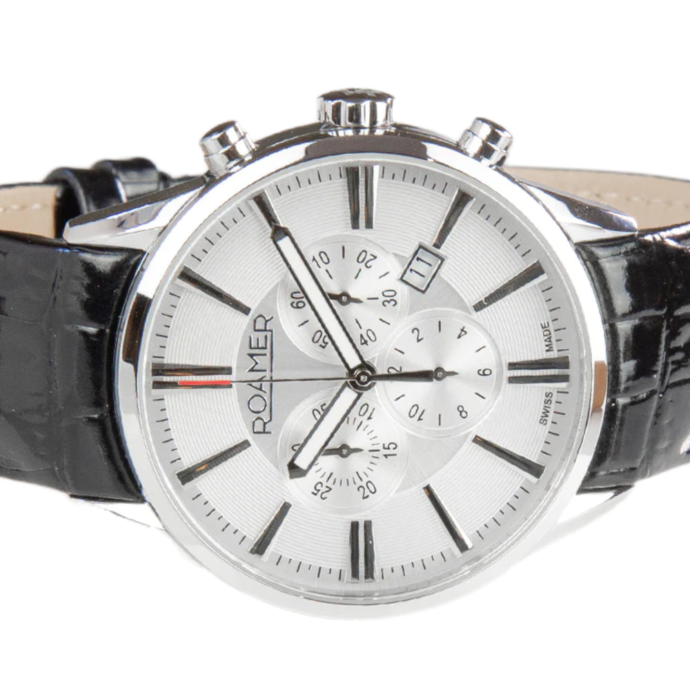ساعة رومر الرجالية بحركة كوارتز ولون مينا فضي - ROA-0010