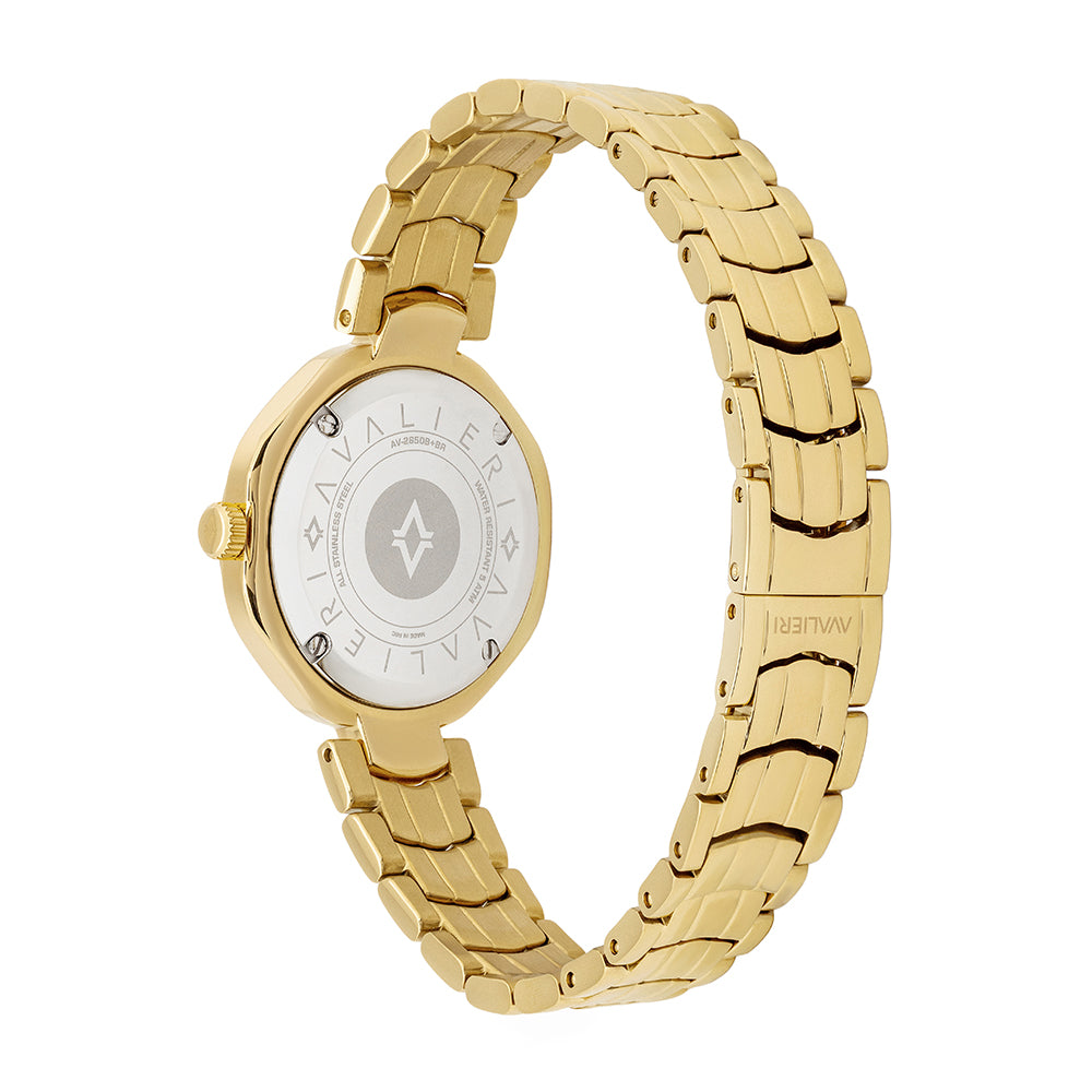 Avaleri Women's Quartz Watch with Silver-White Sandblasted Dial - AV-2650B+BR