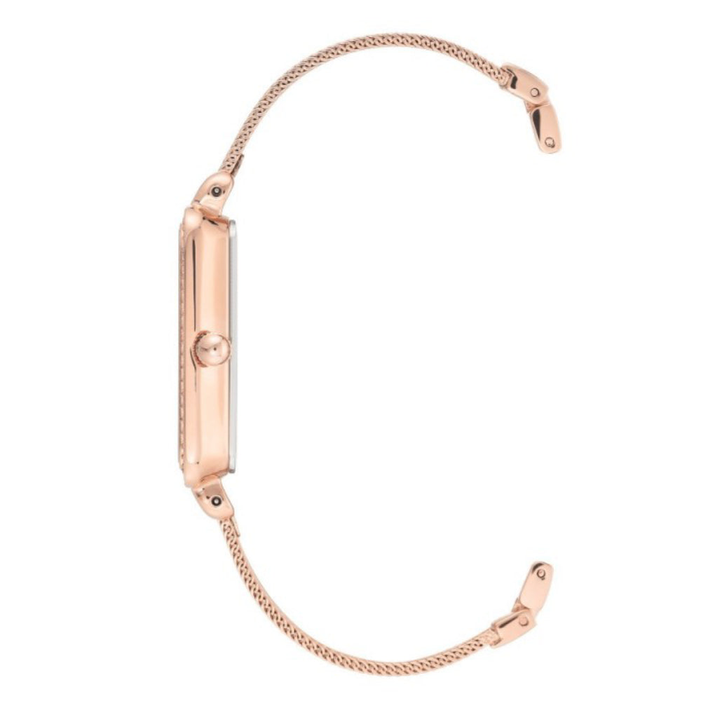 طقم آن كلاين النسائي بحركة كوارتز ولون مينا أبيض لؤلؤي مع مشابك شعر - AK-0177+HAIR PIN 4PCS