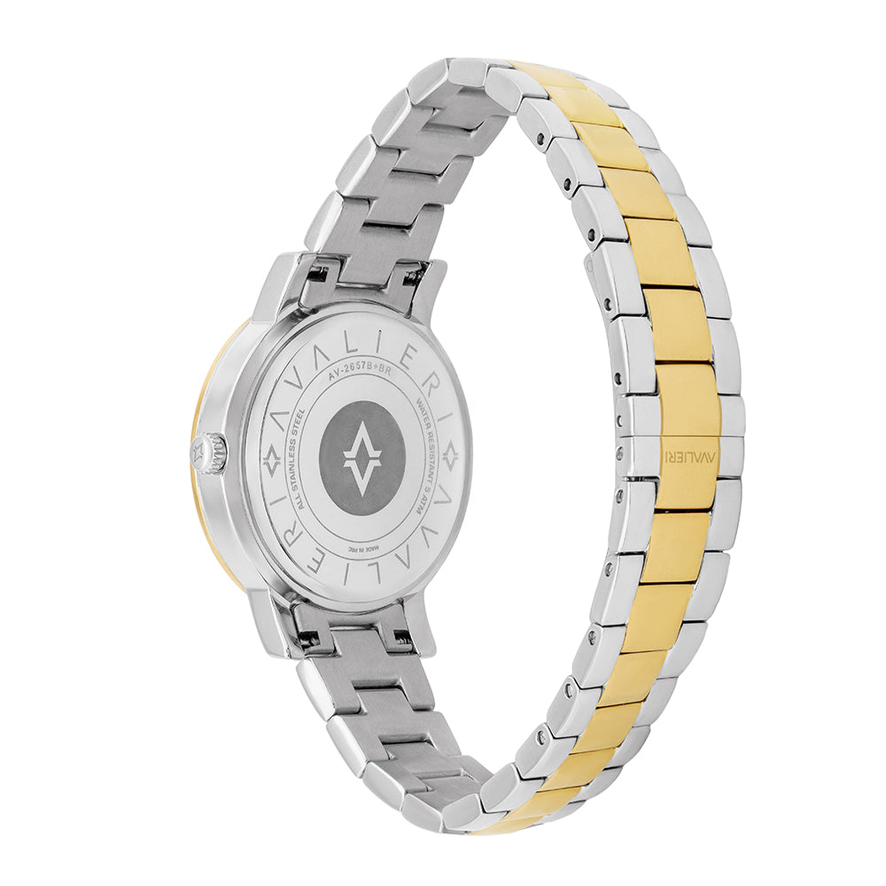 ساعة أفاليري النسائية بحركة كوارتز ولون مينا أخضر - AV-2657B+BR