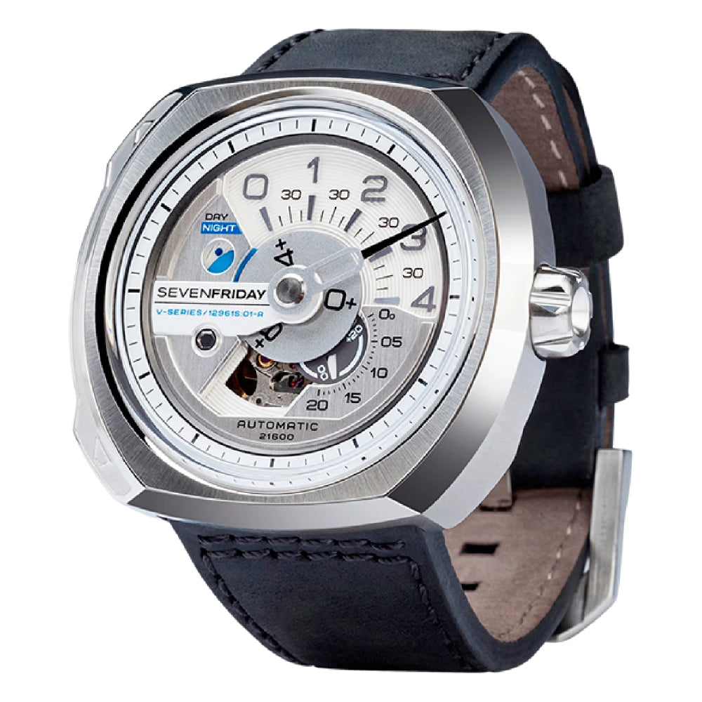 ساعة سيفين فرايداي الرجالية بحركة أوتوماتيكية ولون مينا أبيض - SF-0039