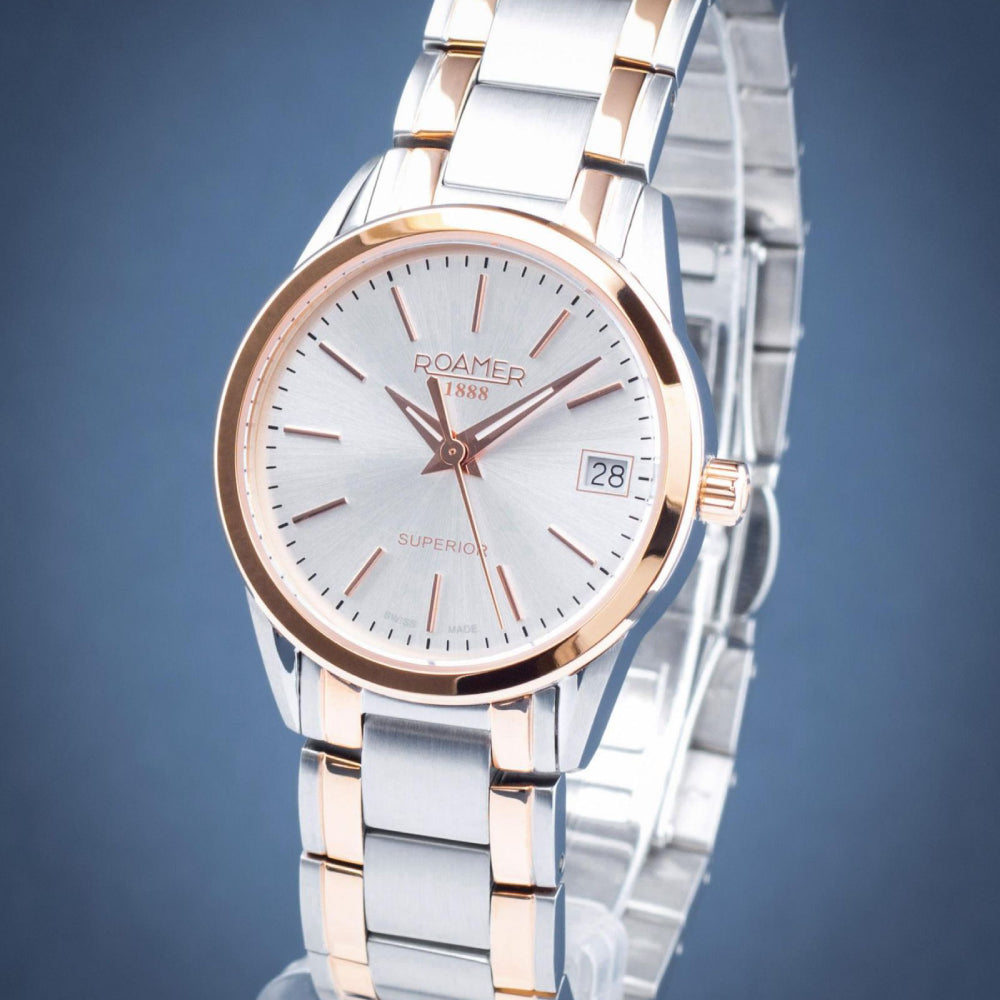 ساعة رومر النسائية بحركة كوارتز ولون مينا فضي - ROA-0017