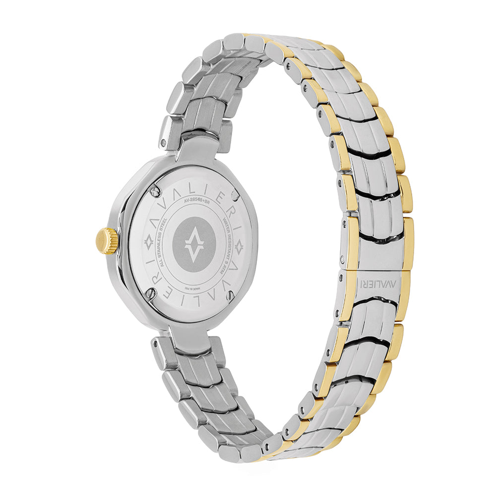 Avaleri Women's Quartz Watch with Silver-White Sand-Texture Dial - AV-2654B+BR