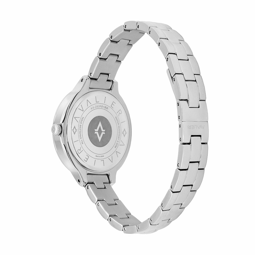 Avaleri Women's Quartz Watch with White Pearl Dial - AV-2639B+BR