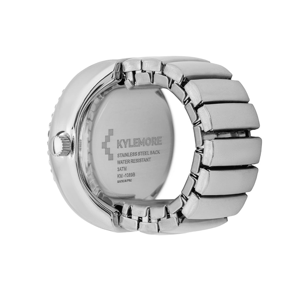 ساعة كيليمور النسائية من سبائك معدنية بلمسة رملية فضية ومينا أبيض - KM-1087B