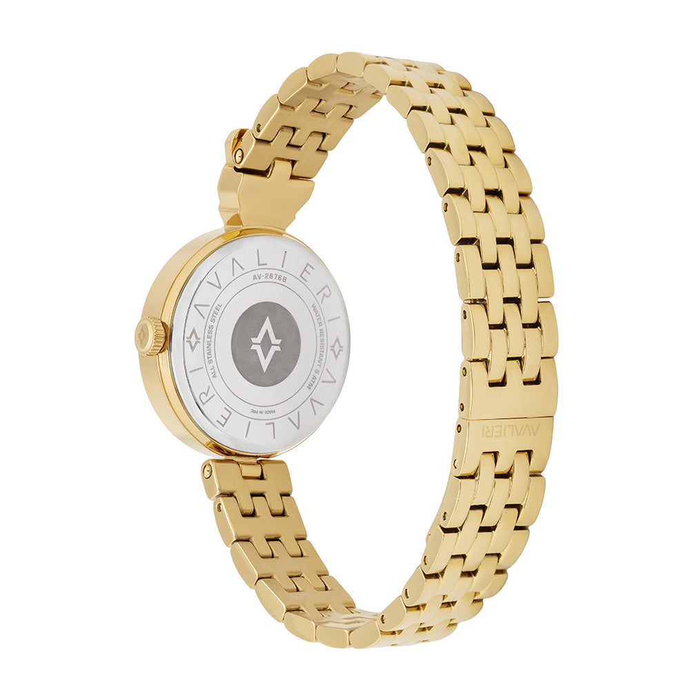 Avaleri Women's Quartz Watch with White Engraved Dial - AV-2676B