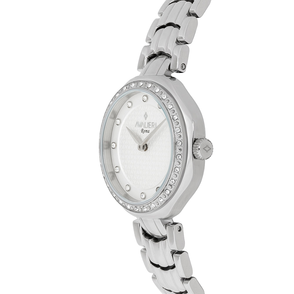 Avaleri Women's Quartz Watch with Silver-White Sand-Texture Dial - AV-2651B+BR