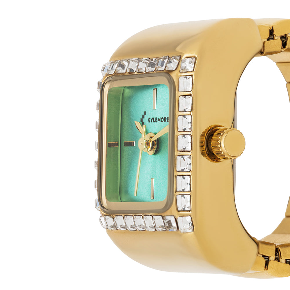 ساعة كيليمور النسائية من سبائك معدنية بعقارب تقليدية ومينا أخضر بتشطيب أشعة الشمس - KM-1099B