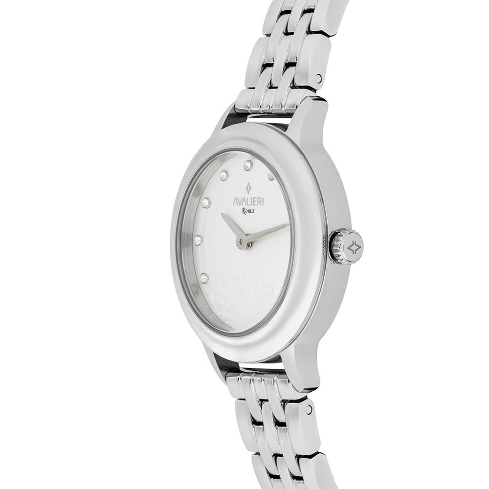 Avaleri Women's Quartz Watch with Silver-White Sand-Texture Dial - AV-2641B+BR