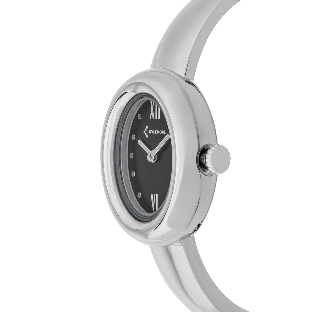 ساعة كيليمور النسائية من سبائك معدنية بمينا أسود بتشطيب أشعة الشمس - KM-1093B