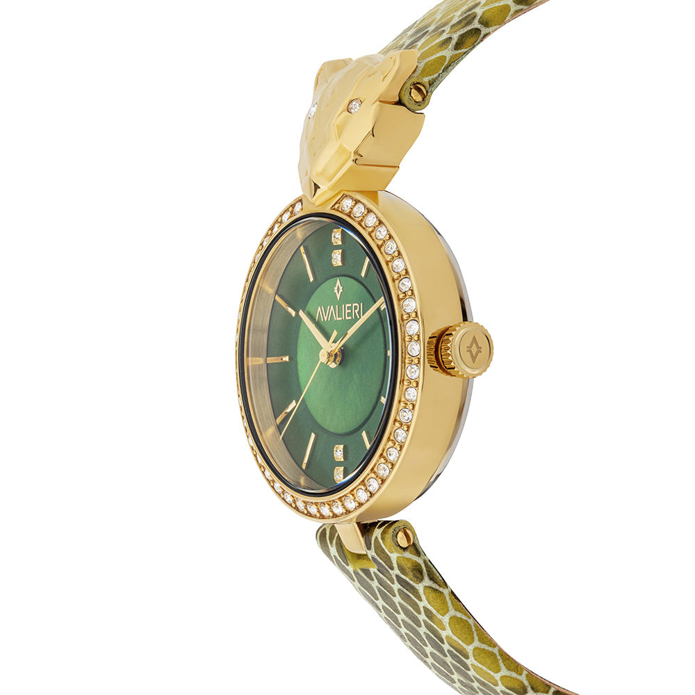 Avaleri Women's Quartz Watch with Green Engraved Dial - AV-2677B