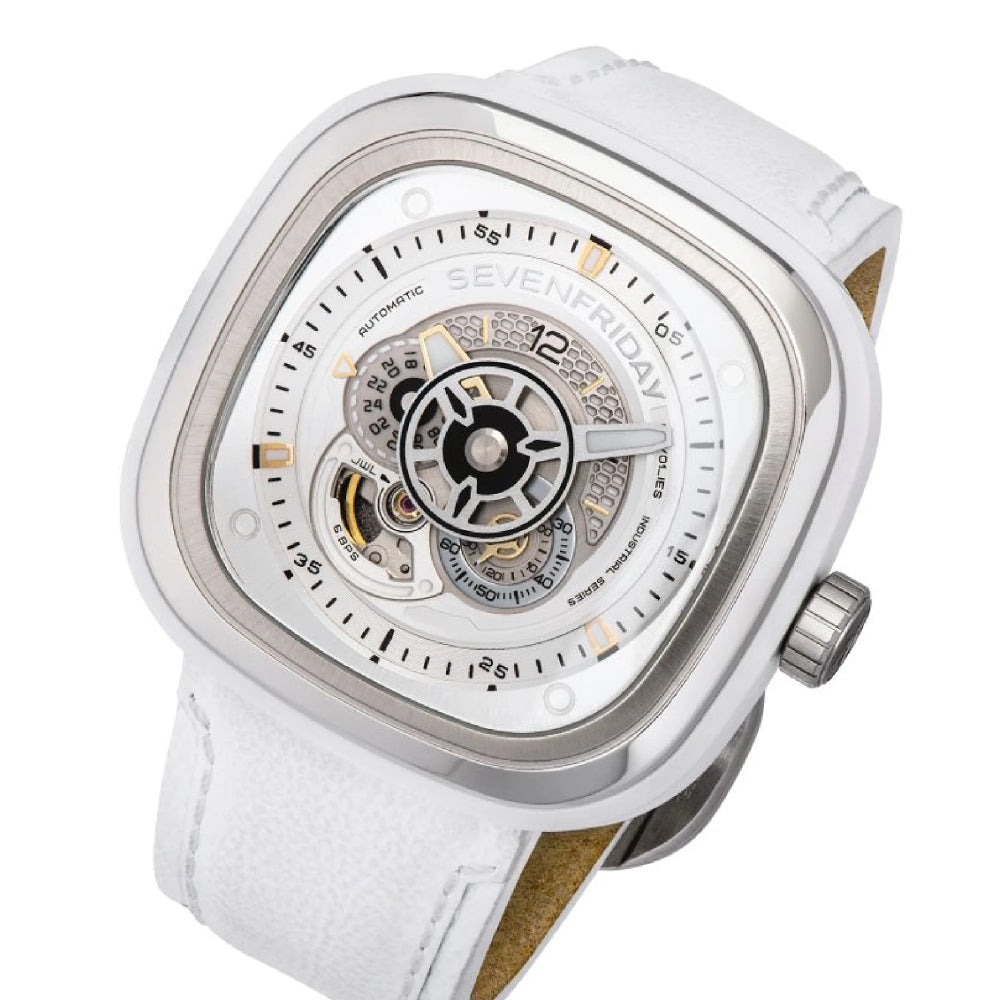ساعة سيفين فرايداي الرجالية بحركة أوتوماتيكية ولون مينا أبيض - SF-0089