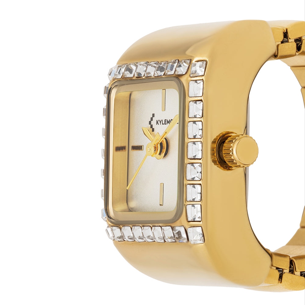 ساعة كيليمور النسائية من سبائك معدنية بعقارب تقليدية ولمسة رملية فضية ومينا أبيض - KM-1098B